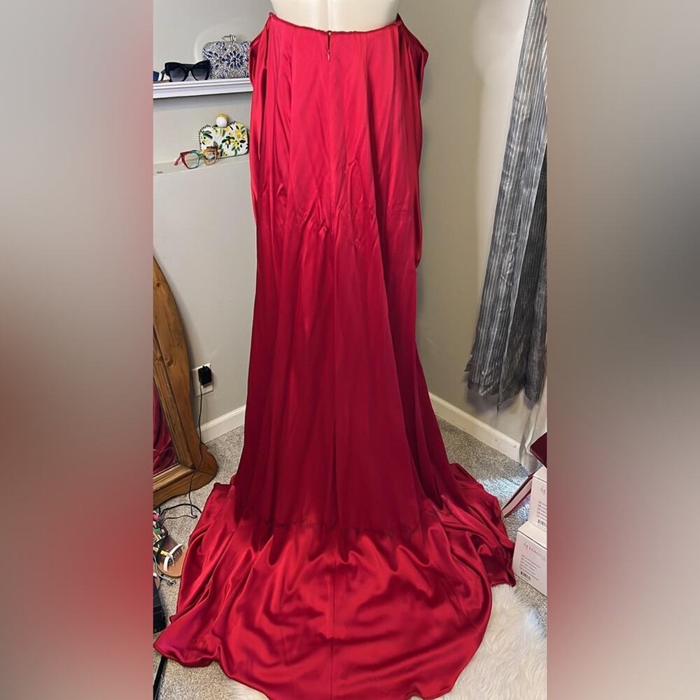 Carolina Herrera Red Dress - Long Sleeve Off Shoulder - Picture 9 of 15